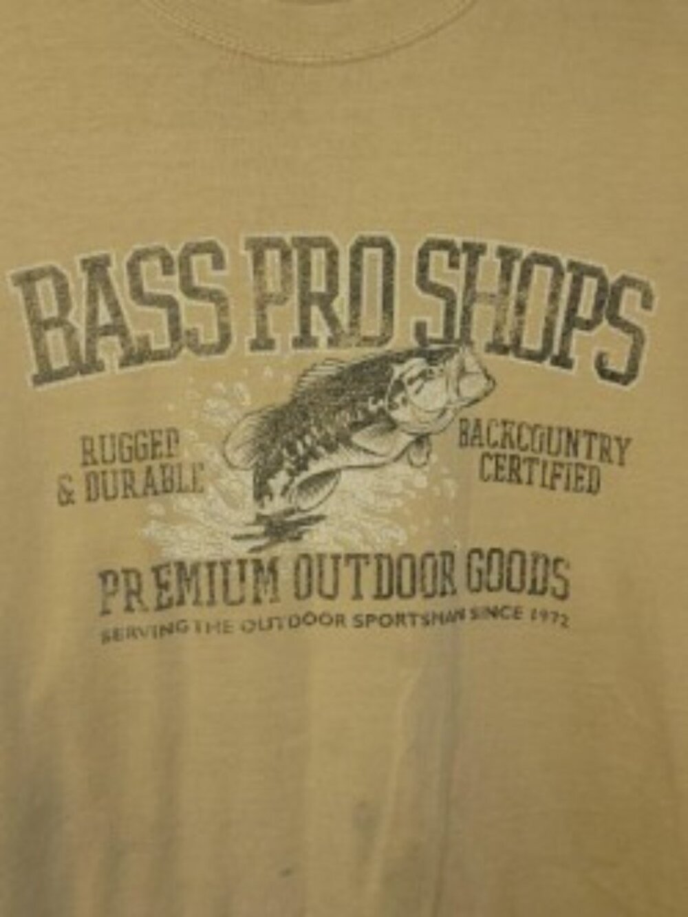 Bass Pro Shops XL Tan Graphic T Shirt Fishing Outdoor Short Sleeve